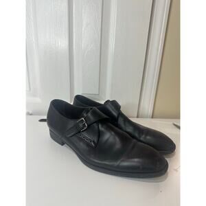 Ermenegildo Zegna Sz 10 US Blk Leather Monk Strap Oxford Shoes -Light Toe Scuffs